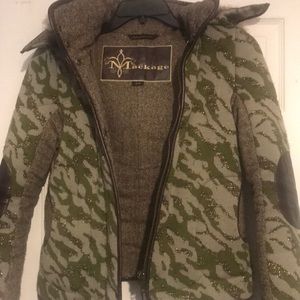 Mackage camouflage tweed coat